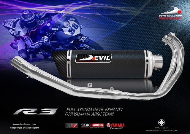 ท่อ Devil Evolution full system สำหรับ R3, mt03 2015ขึ้นไป (For Exhibition only)