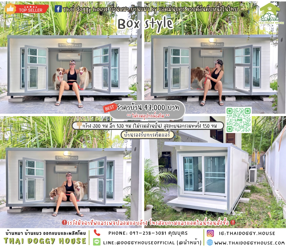 🏡บ้านหมา รองรับการติดแอร์ แบบบ้าน 𝐁𝐨𝐱 𝐬𝐭𝐲𝐥𝐞 🌤️