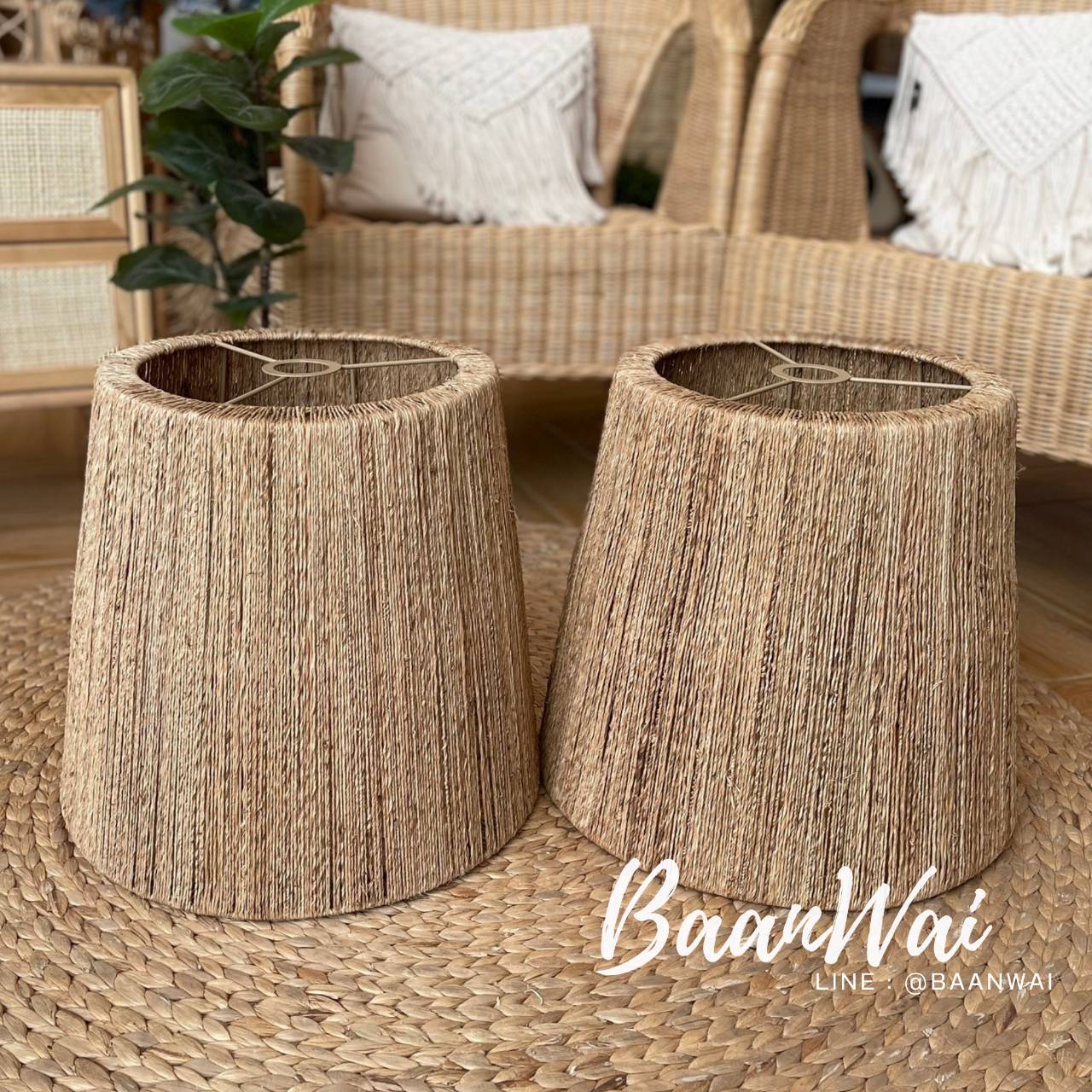 โคมเชือกสาน สไตล์มินิมอล ทรงคาเนเล่ ขนาด 40 * 36 cm.