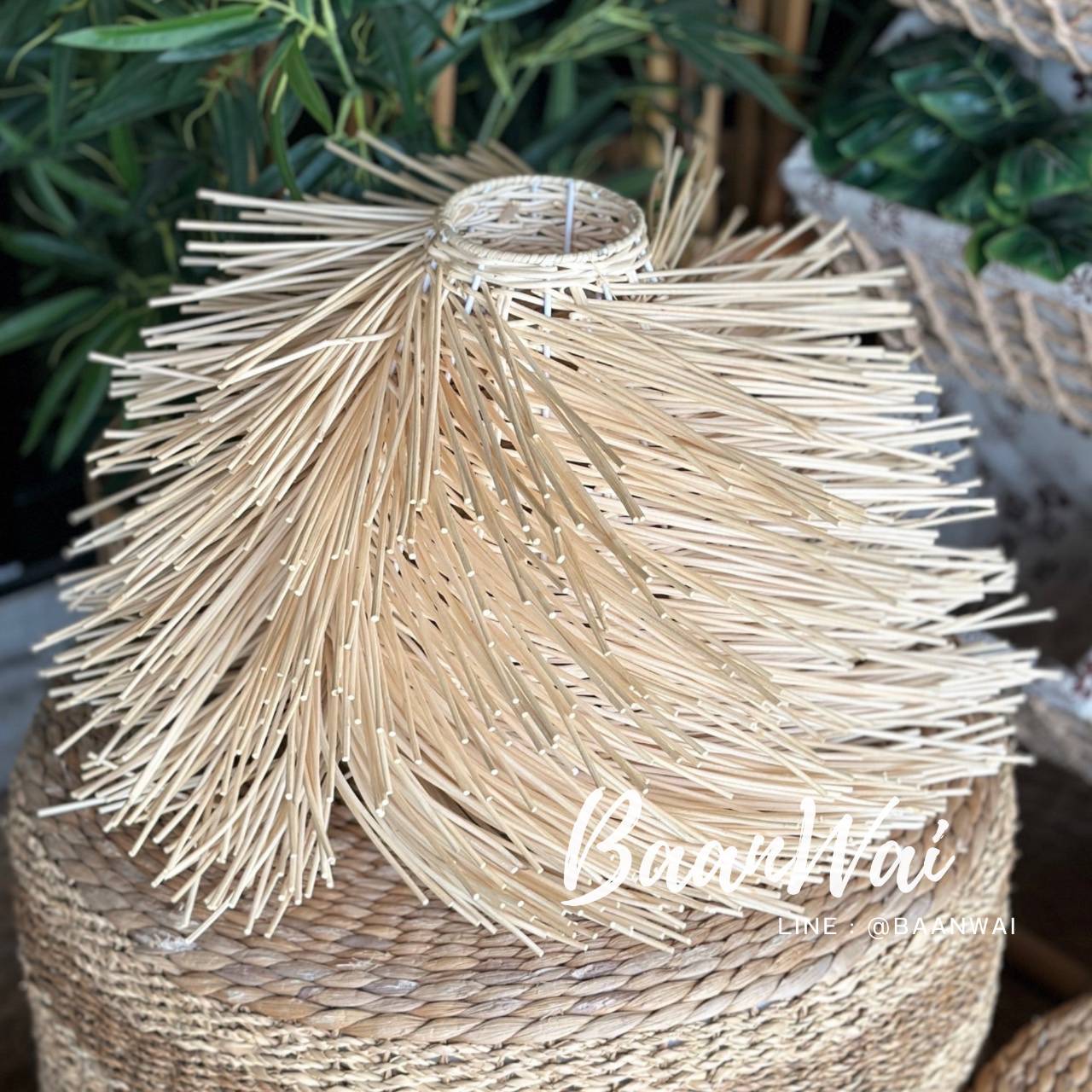 โคมไฟหวาย ฟอกขาว ทรงปะการัง