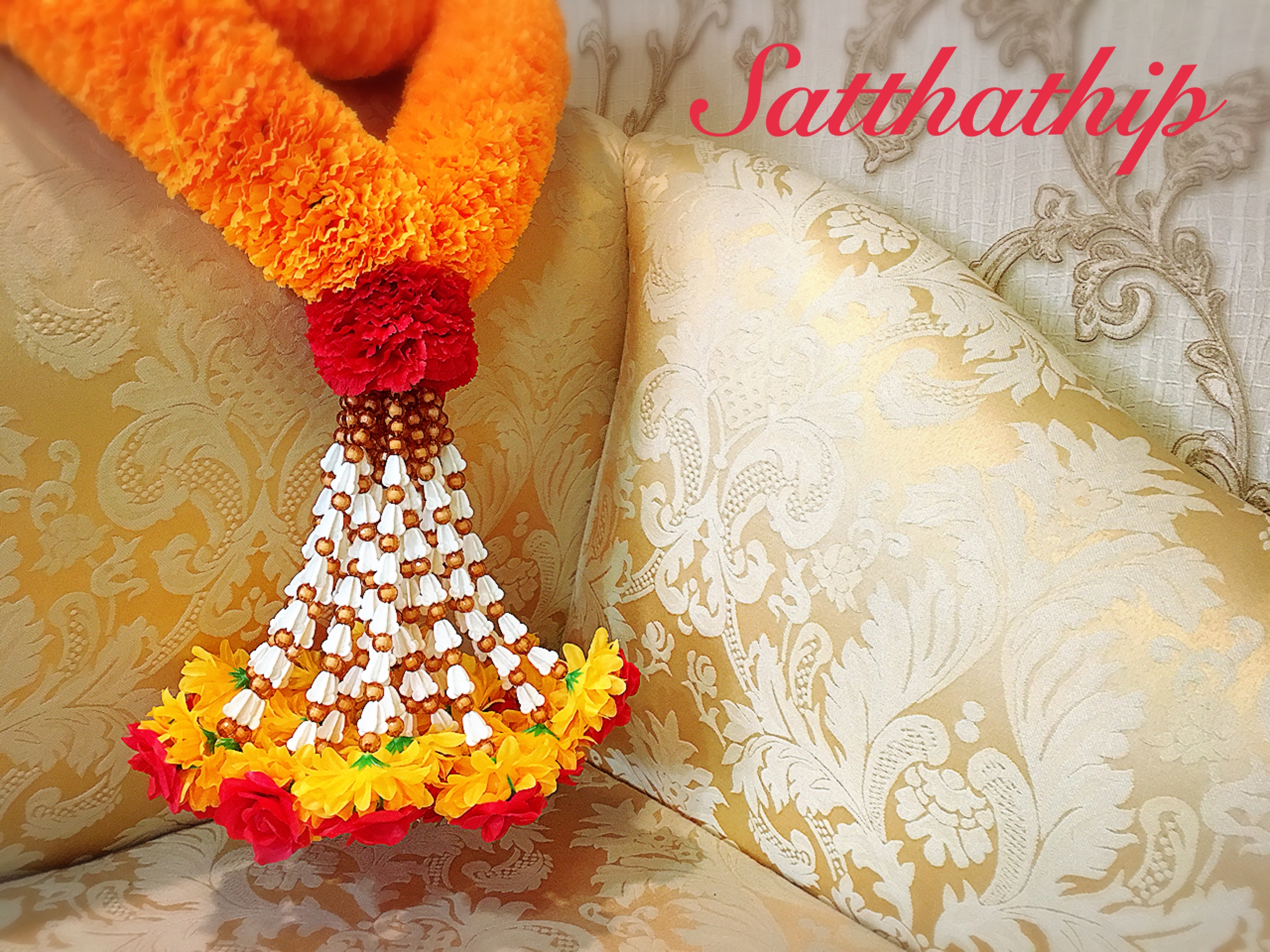 พวงมาลัยผ้า - พวงมาลัยดอกดาวเรือง ประดิษฐ์ - พวงมาลัยถวายศาลพระภูมิ - Fabric Garland