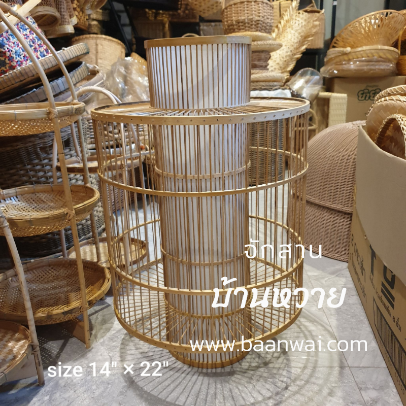 โคมไฟไม้ไผ่ 2 ชั้น ทรงสูง