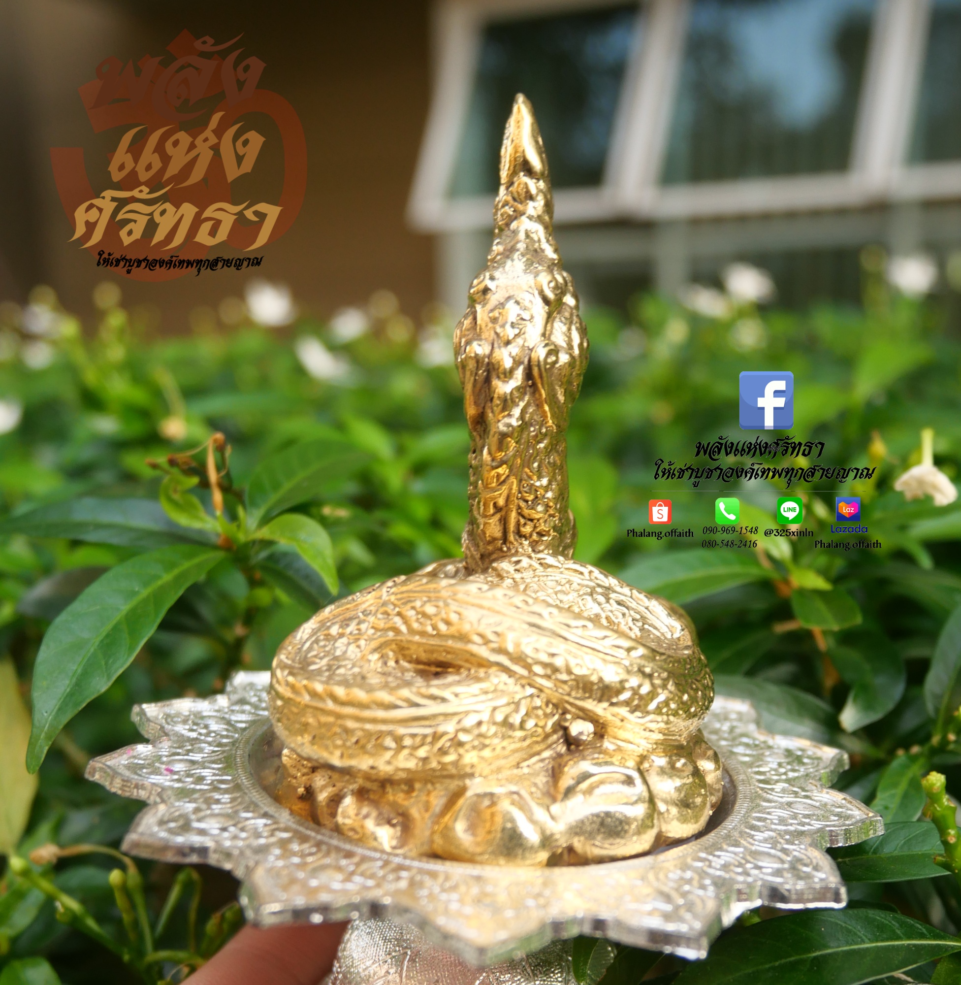 พญานาคราช พญานาคโชคลาภ เจ้าแห่งทรัพย์ l เนื้อทองเหลือง สูง 3 นิ้วพร้อมส่ง