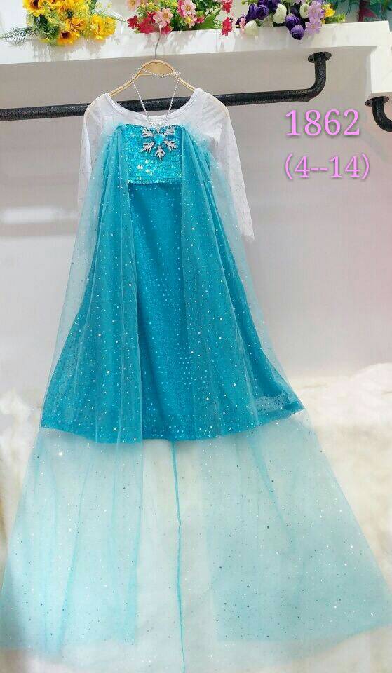 ชุดเจ้าหญิงเอลซ่า Frozen Elsa (รวมสร้อย)งานเหมือน สวยมากๆค่ะ ไซส์ 4 6 8 10 12 14