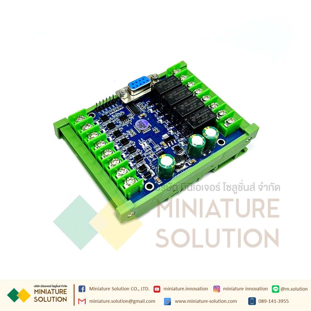 PLC FX2N - 10MR บอร์ดควบคุมการตั้งโปรแกรมใช้ในงานอุตสาหกรรม พร้อมฐานยึดราง