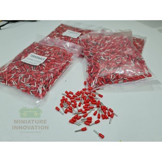 [100 ชิ้น] VE7508 หัวต่อหางปลาแบบเสียบสาย Assortment ขั้วต่อสายคอนโทรล ข้อต่อสายไฟ แบบหุ้ม เฟอรู PVC Insulated Bootlace สีแดง