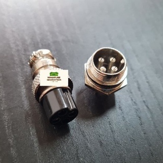 ชุดหัวประกอบ Aviation plug connector socket GX16 set 4 core wire connector 16mm ขนาด : Aviation plug GX16-4P plug + socket (สีเงิน ตัวผูู้+ตัวเมีย)