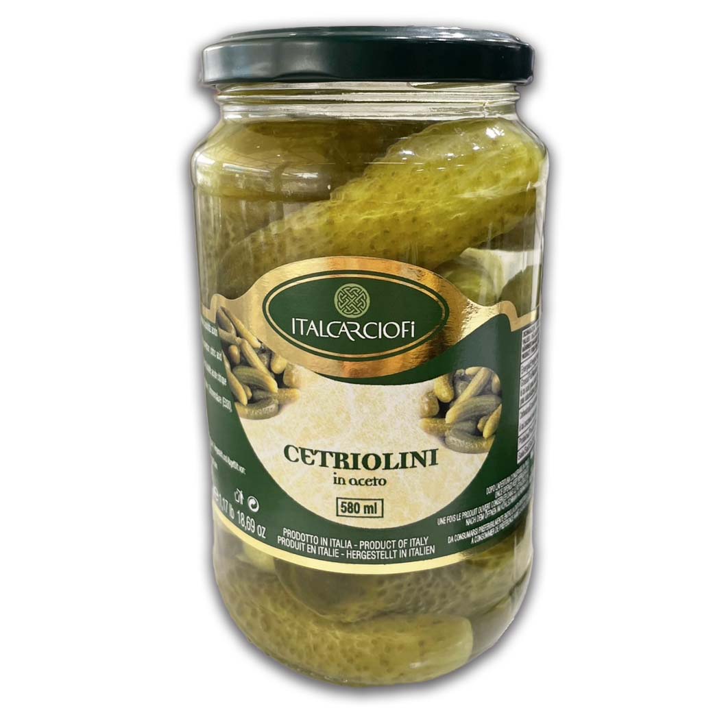Italcarciofi Certriolini Gherkins in Vinegar แตงกวาดองเกอร์กินในน้ำส้มสายชู 580 ml. (05-9322)