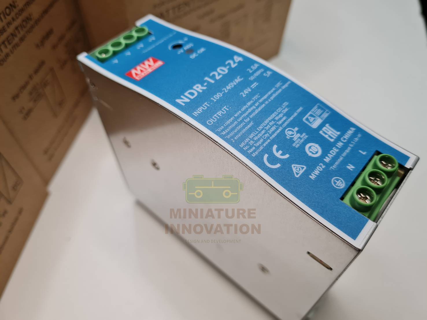 Mean Well รุ่น NDR-120-24 DIN Rail Power Supply, 24V dc Output Voltage, 5A Output Current