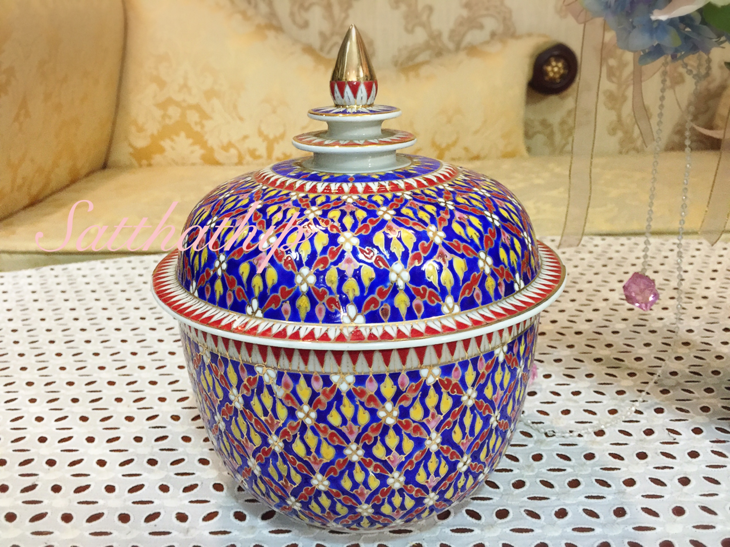 โกศอัฐิ เบญจรงค์ - โถ เบญจรงค์ - โถบรรจุอัฐิ