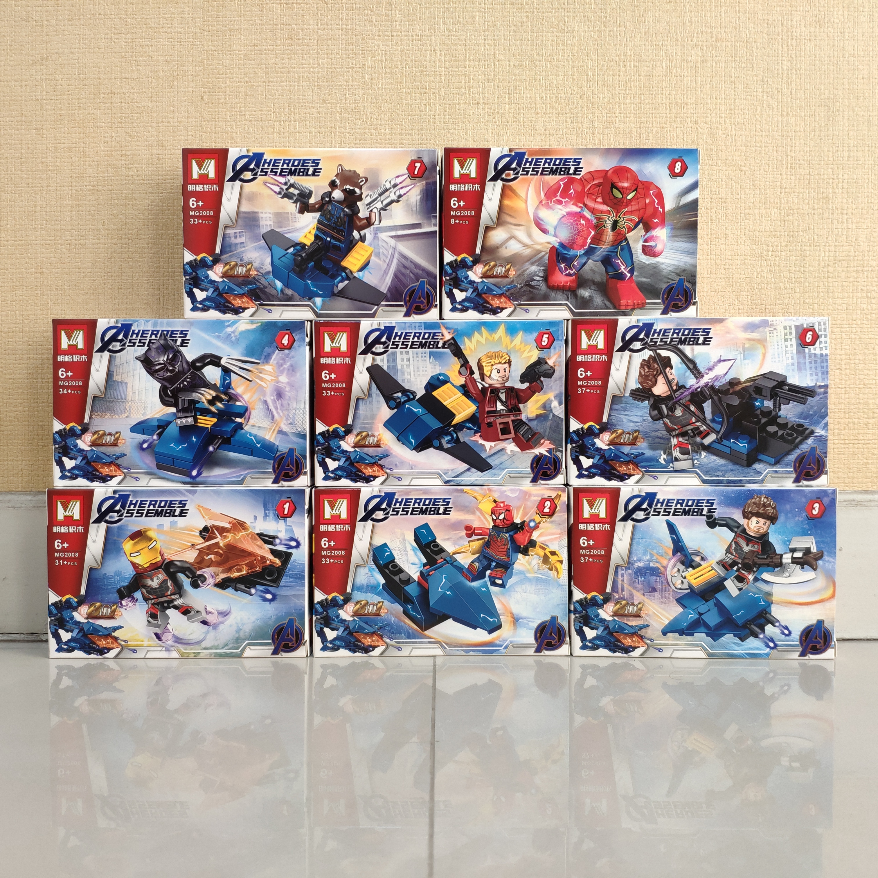 เลโก้จีน MG 2008 ชุด Heroes Assemble 8 กล่อง ราคา 250฿