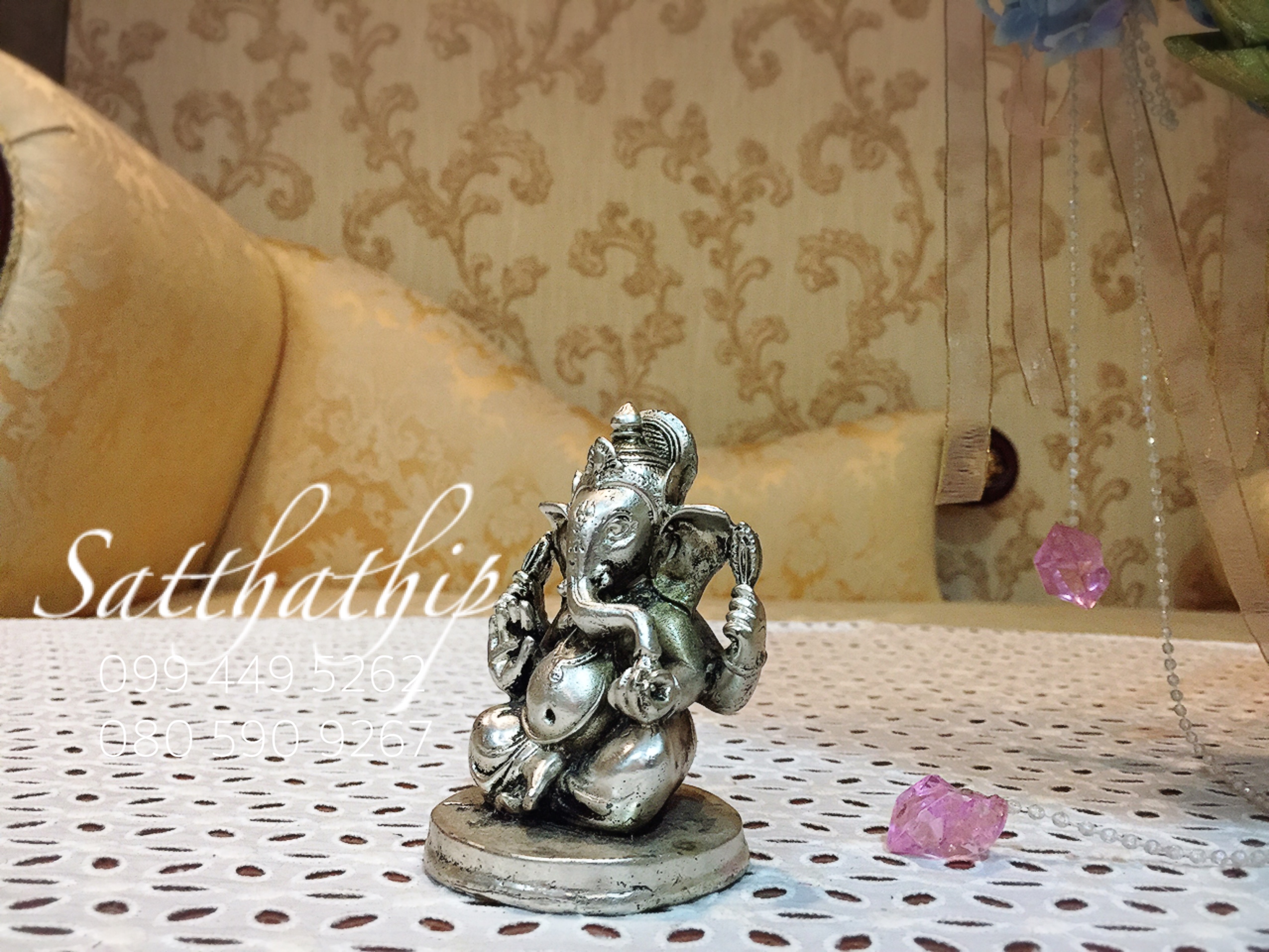 พระพิฆเณศปางสัมปทายะคเณศ (ทองเหลืองชุบเงิน) - Ganesha: Lord of Success