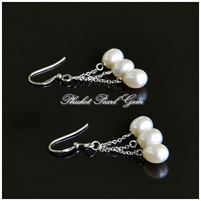Phuket Pearl Gem Dangling Drop Pearl Earrings