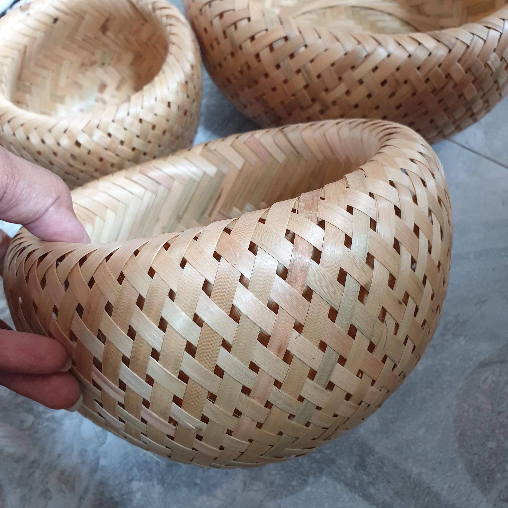 ตะกร้าสานไม้ไผ่ ตะกร้าใส่ผลไม้ ตะกร้าจัดดอกไม้ ขนาด 5 นิ้ว