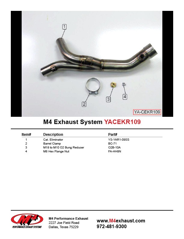 Y-pipe M4 สำหรับ R1 2009-2014 แสตนเลส ของแท้ USA