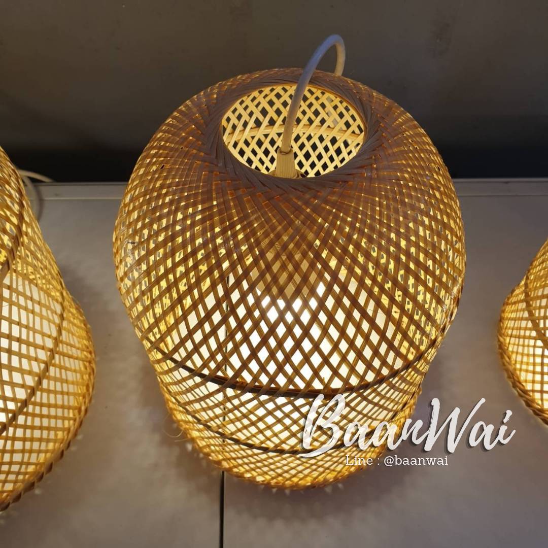 โคมไฟไม้ไผ่ ทรงสุ่มสานไขว้