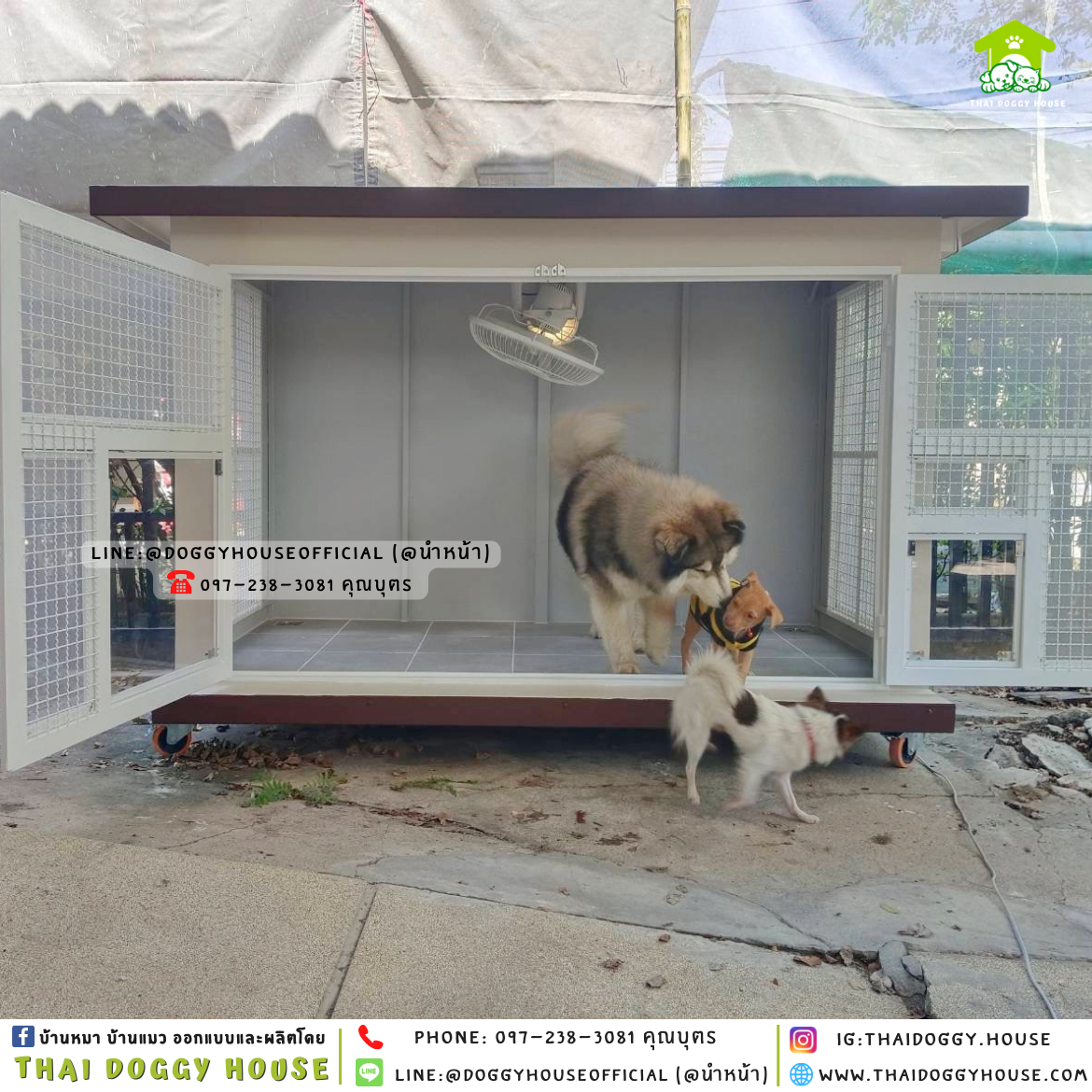 บ้านหมา ติดพัดลม มีมุ้งลวด +ตะแกรงเหล็ก 𝑩𝑶𝑿 𝑺𝑻𝒀𝑳𝑬