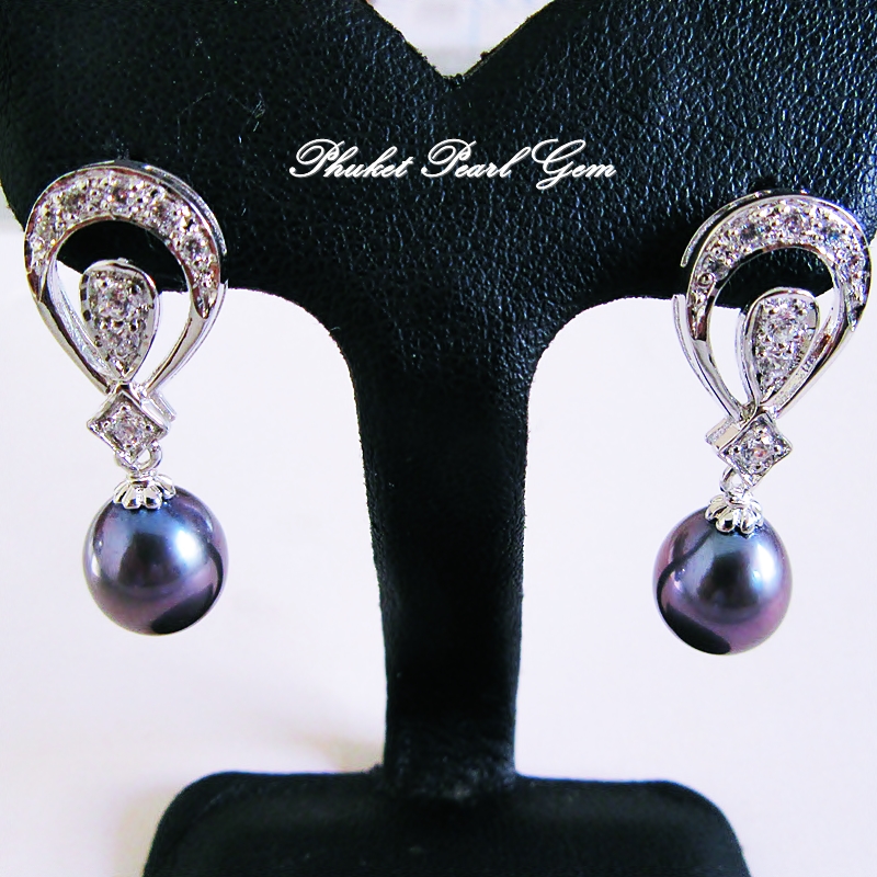 Elegance Drop Pearl Earrings ต่างหูมุกดอกไม้ทรงหยดน้ำ คู่ใหญ่