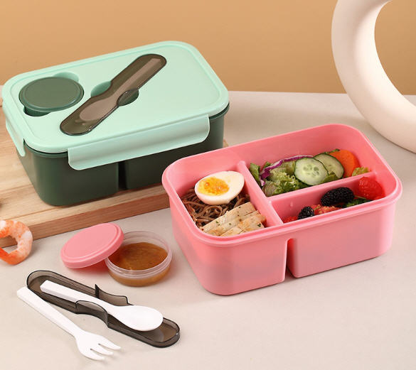 กล่องข้าวพลาสติก,กล่องใส่ข้าวพลาสติก3ช่อง,สกรีนโลโก้