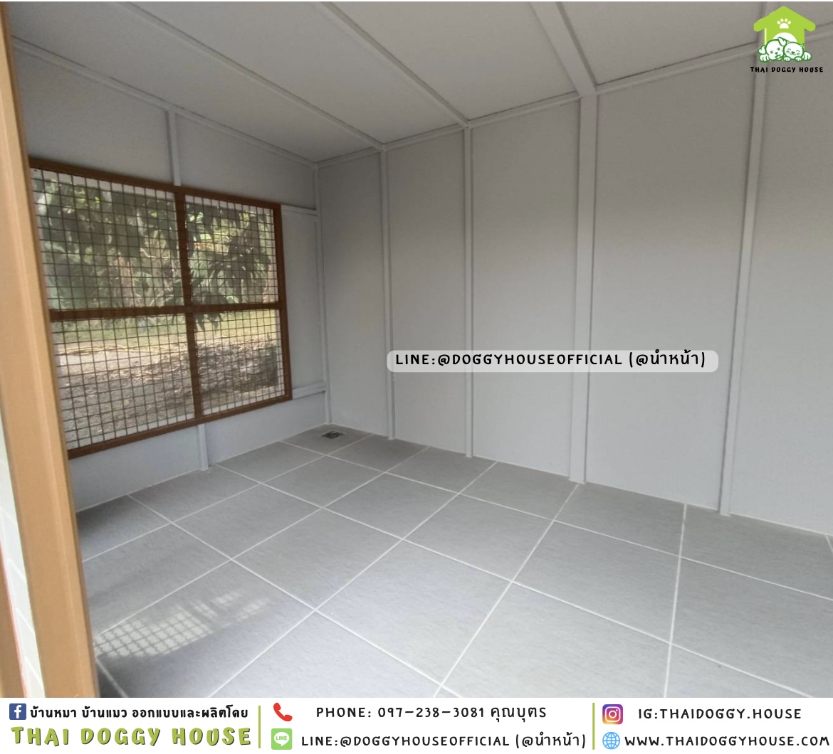 บ้านหมา หลังใหญ่ ติดพัดลม มีมุ้งลวด + ตะแกรงเหล็ก แบบบ้าน 𝐁𝐨𝐱 𝐬𝐭𝐲𝐥𝐞