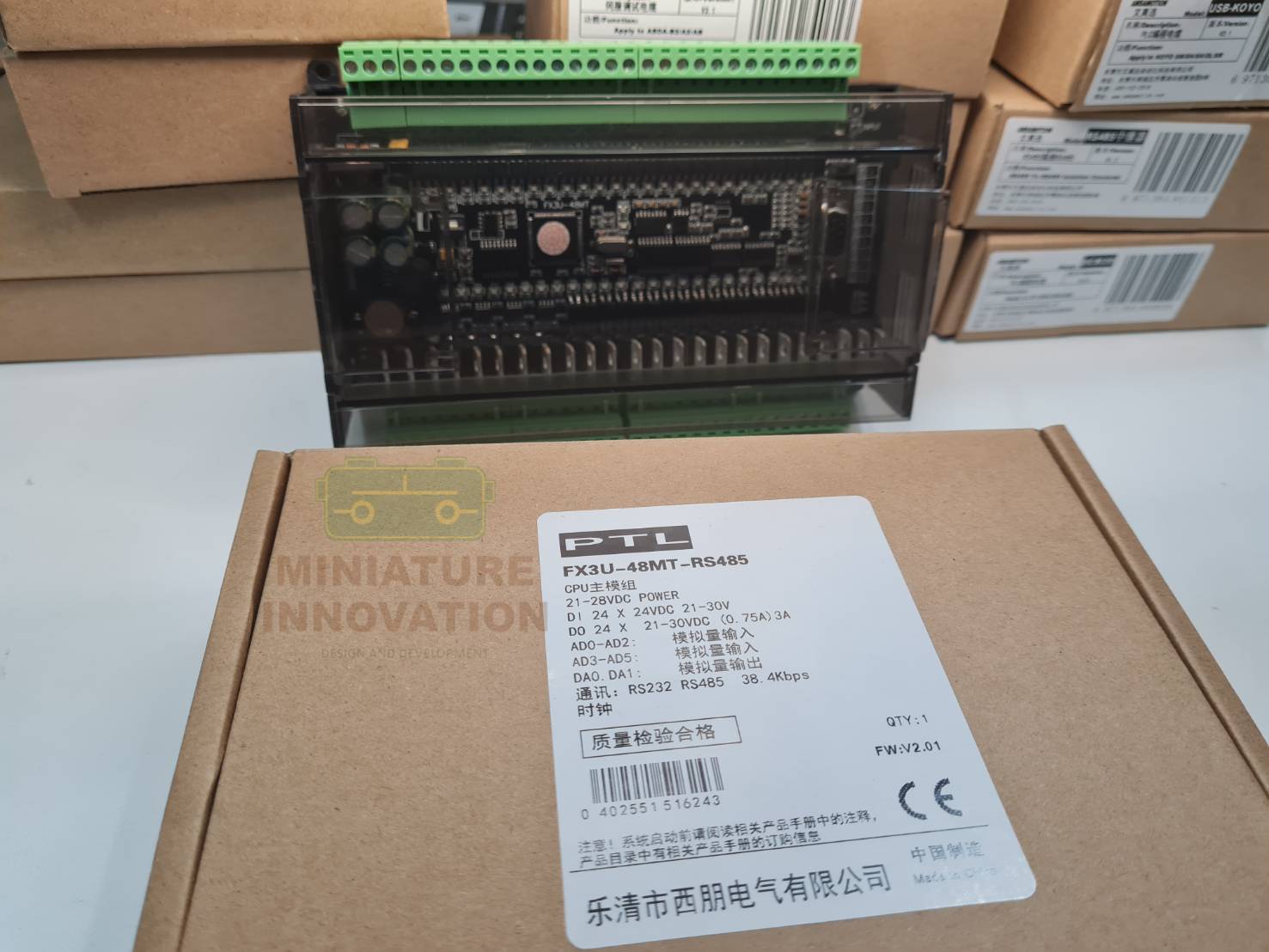 PLC LX3U บอร์ดควบคุมอุตสาหกรรม FX3U-48MT ชนิดอะนาล็อค 6AD+2DA 24 โวลต์ เอาต์พุตทรานซิสเตอร์ RS485