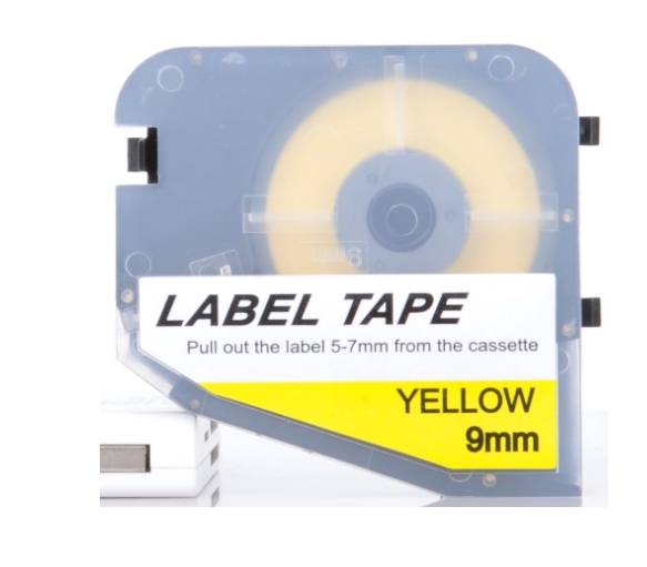 LABEL TAPE ลาเบลสติ๊กเกอร์ (เหลือง-ขาว) กว้าง 6 มม. ยาว 8 เมตร สำหรับเครื่องพิมพ์ปลอกสายไฟ L-MARK LK320