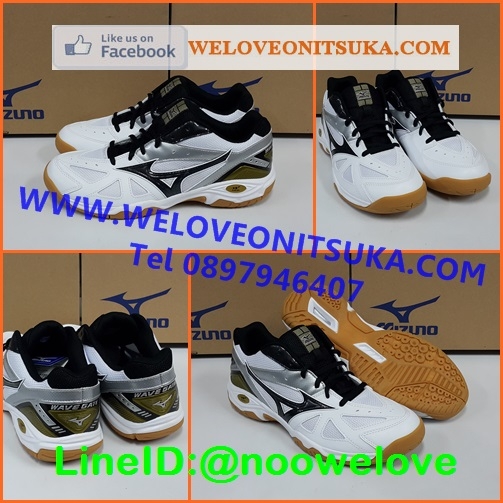 Mizuno Wave Gate 4 สีขาวคาดดำขลิปทอง รองเท้ากีฬา Indoor แบดมินตัน สำหรับหน้าเท้ากว้าง สีสวย โดดเด่น ชัดเจน หนานุ่ม ใส่สบายเท้า 71GA164011