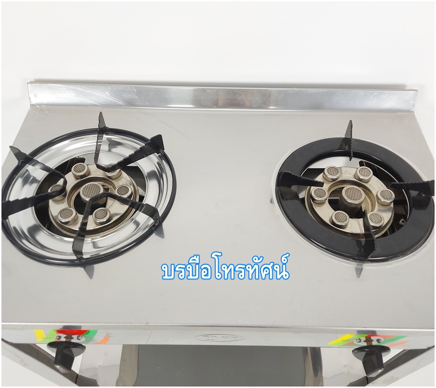 เตาแก๊สตั้งพื้น เตาชั้นหัวคู่สแตนเลส สำหรับทำอาหารปรุงสุกต้ม ผัด แกง ทอด