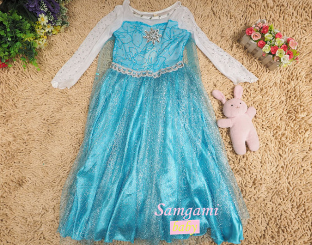 ชุดเจ้าหญิงเอลซ่าสีฟ้าปักเลื่อมที่แขน รหัสสินค้า Elsa 008-3 ไซส์ 140 150