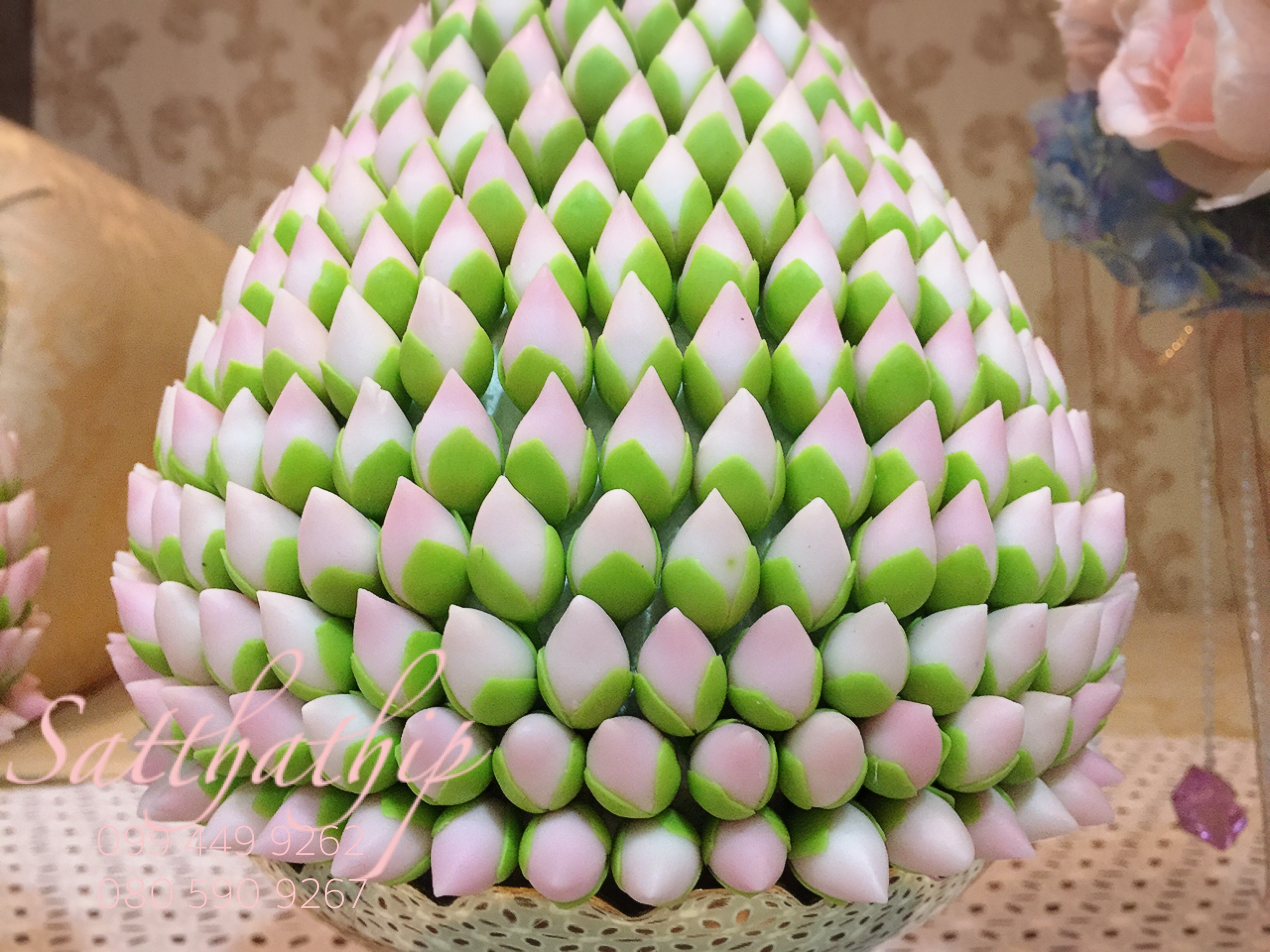 พานพุ่มดอกบัวประดิษฐ์ [7 นิ้ว 5,000 บาท/คู่]