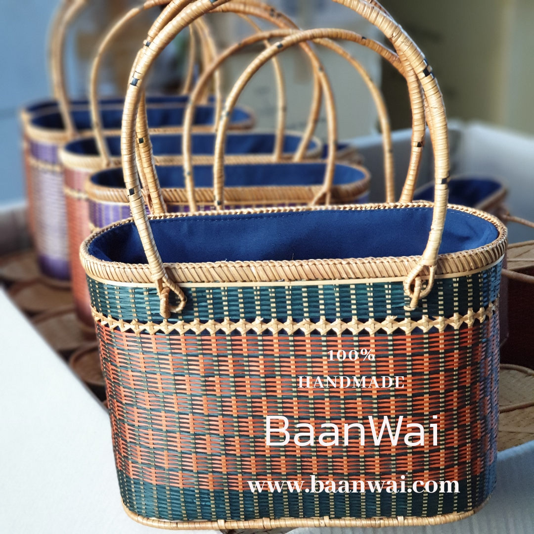 กระเป๋าถือไม้ไผ่ กระเป๋าสาน งานเกรด A