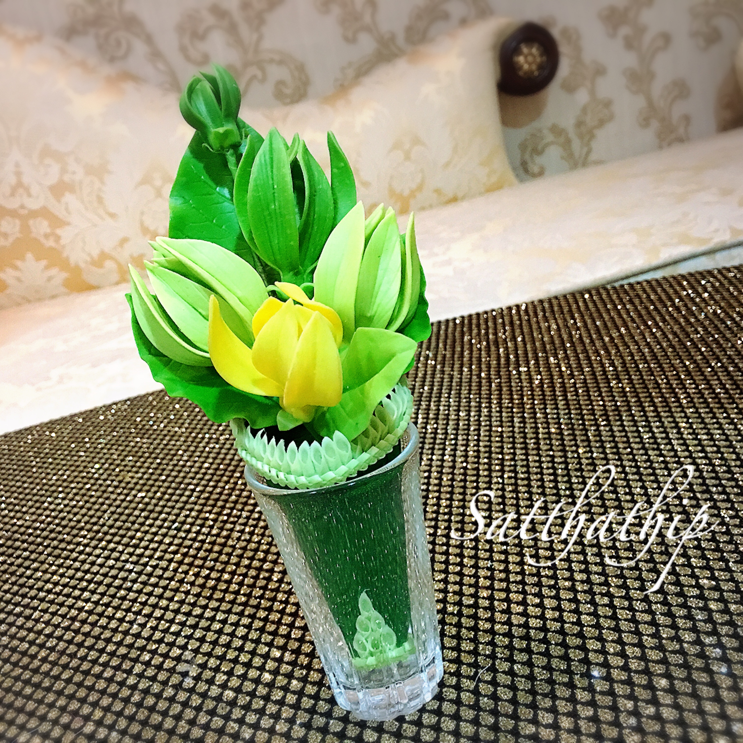 กรวยดอกกระดังงา ประดิษฐ์จากดิน - ดอกกระดังงา - Cananga flower