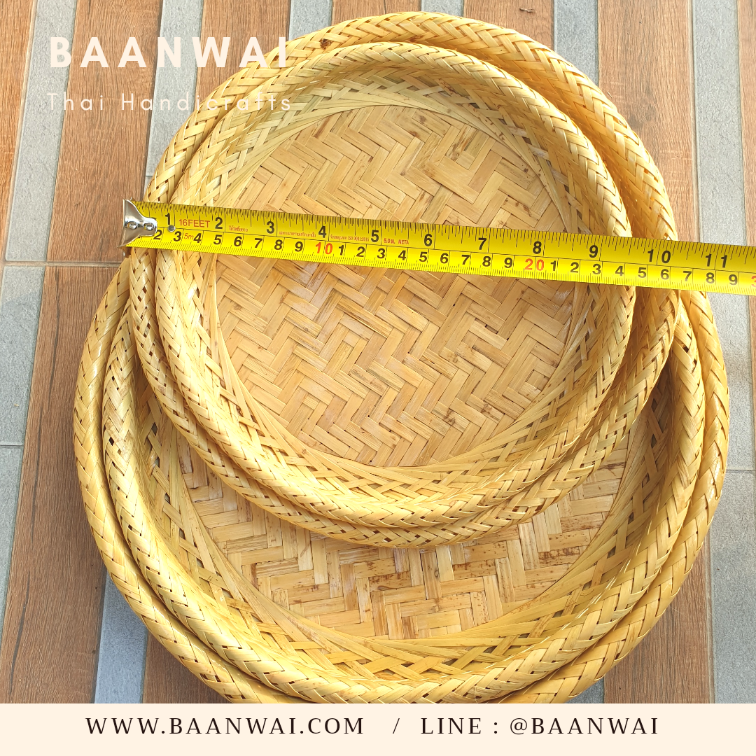 กระจาดกลม ถาดไม้ไผ่ ทรงกลม