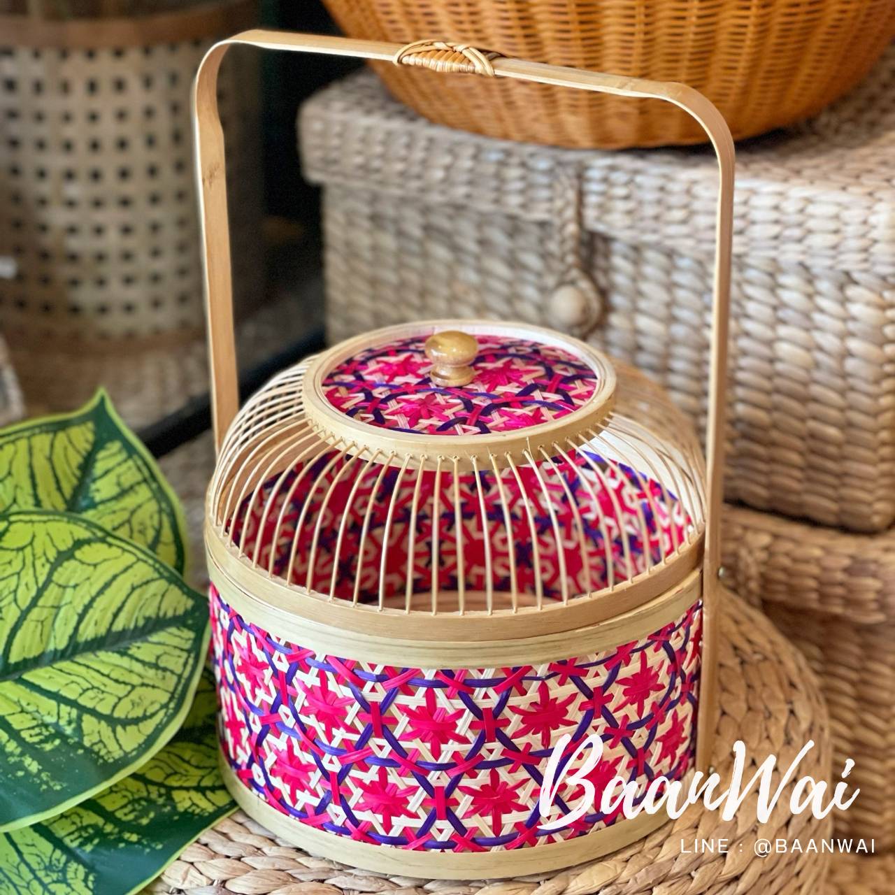 ปิ่นโต ลายพิกุล รุ่นฝากรงนก ขนาด 10 นิ้ว