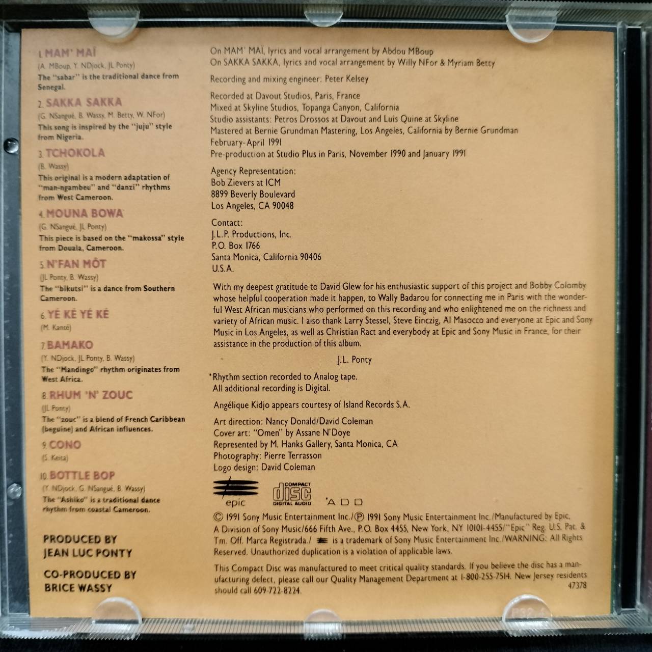 Jean-Luc Ponty – Tchokola / USA / มีรอยบ้าง