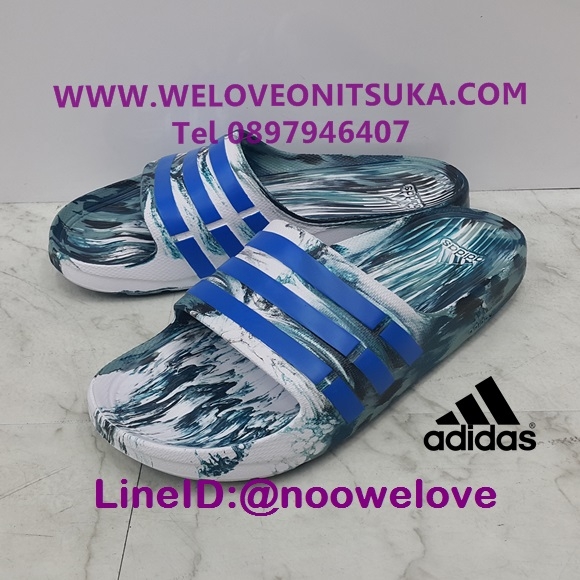 รองเท้าแตะ Adidas สีลายคาดน้ำเงิน เบา ใส่สบาย ของแท้ 100% เท่านั้น AQ5256