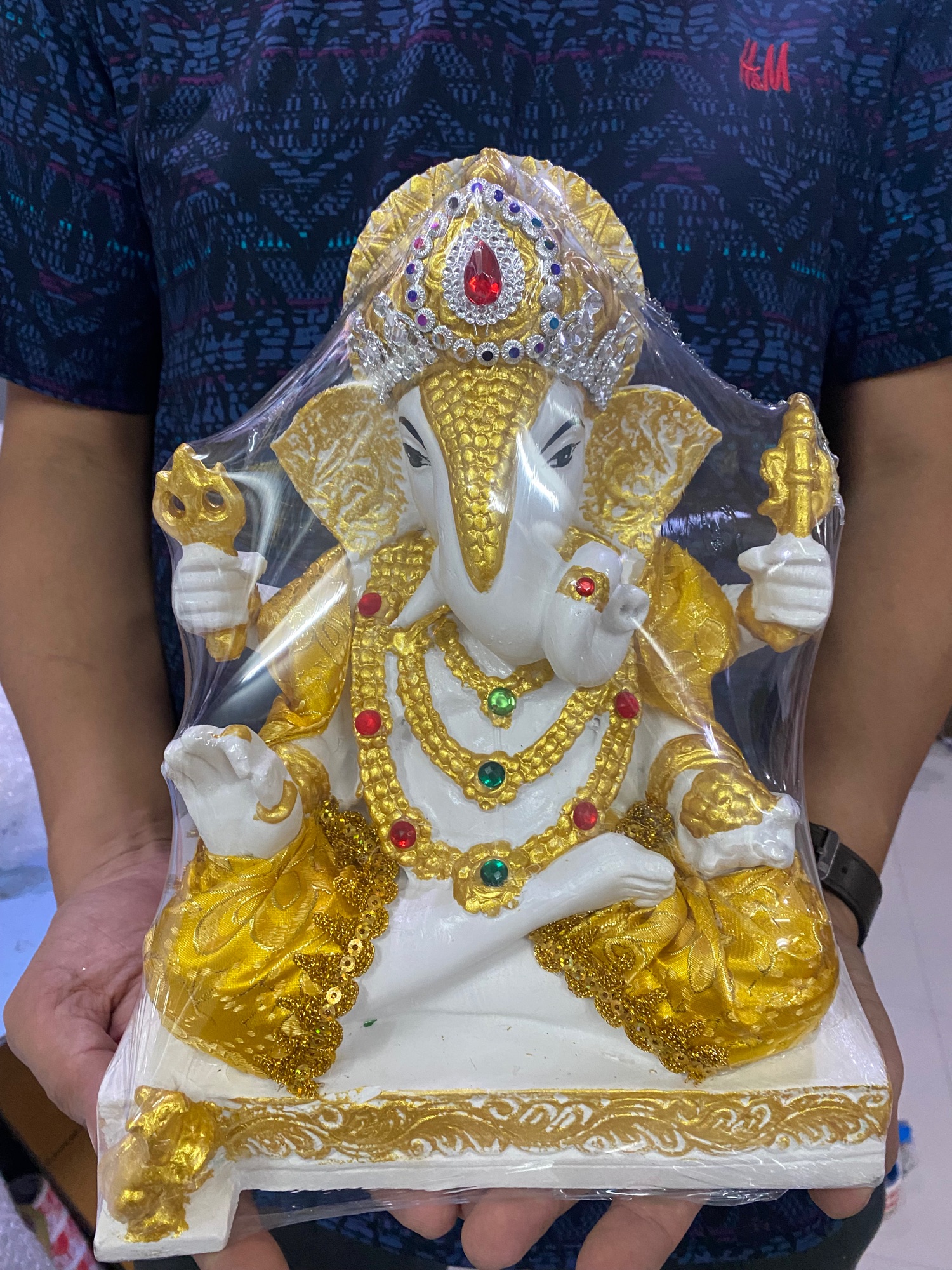 พระพิฆเนศ ปางเศรษฐี ประดับผ้าจริง หน้าตัก9นิ้ว สูง 13นิ้ว