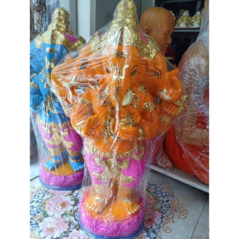 พระพิฆเนส พระพิฆเนศ พระพิฒเนศ 3 เศียร องค์ใหญ่ม๊วกกกกกกก เนื้อเรซิ่น อลังการ
