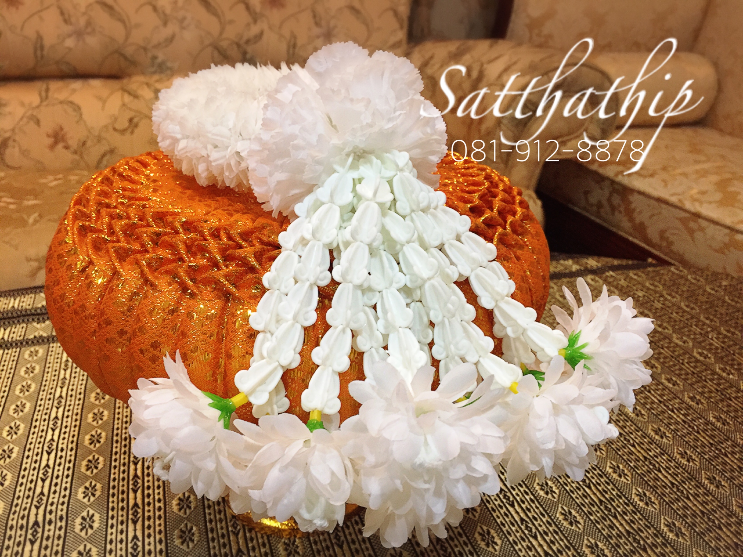 พวงมาลัยผ้า ดอกมะลิ สีขาว - Fabric garland - Jasmine garland