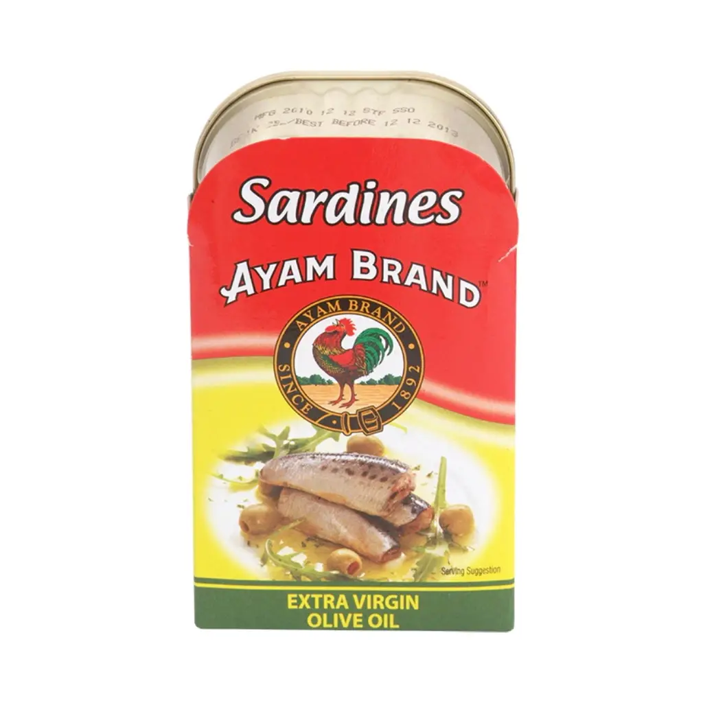 Ayam Club Sardines in Extra Virgin Oil 120 g. ปลาซาร์ดีนในน้ำมันมะกอกเอ็กซ์ตร้าเวอร์จิ้น (04-8833)