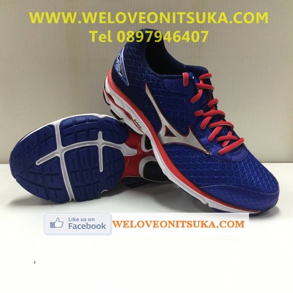รองเท้าวิ่ง Mizuno Wave Rider 19 สีน้ำเงินคาดเงิน สำหรับหน้าเท้ากว้าง รุ่นยอดนิยม สีสวย โดดเด่น ชัดเจน หนานุ่ม ใส่สบายเท้า J1GC160491