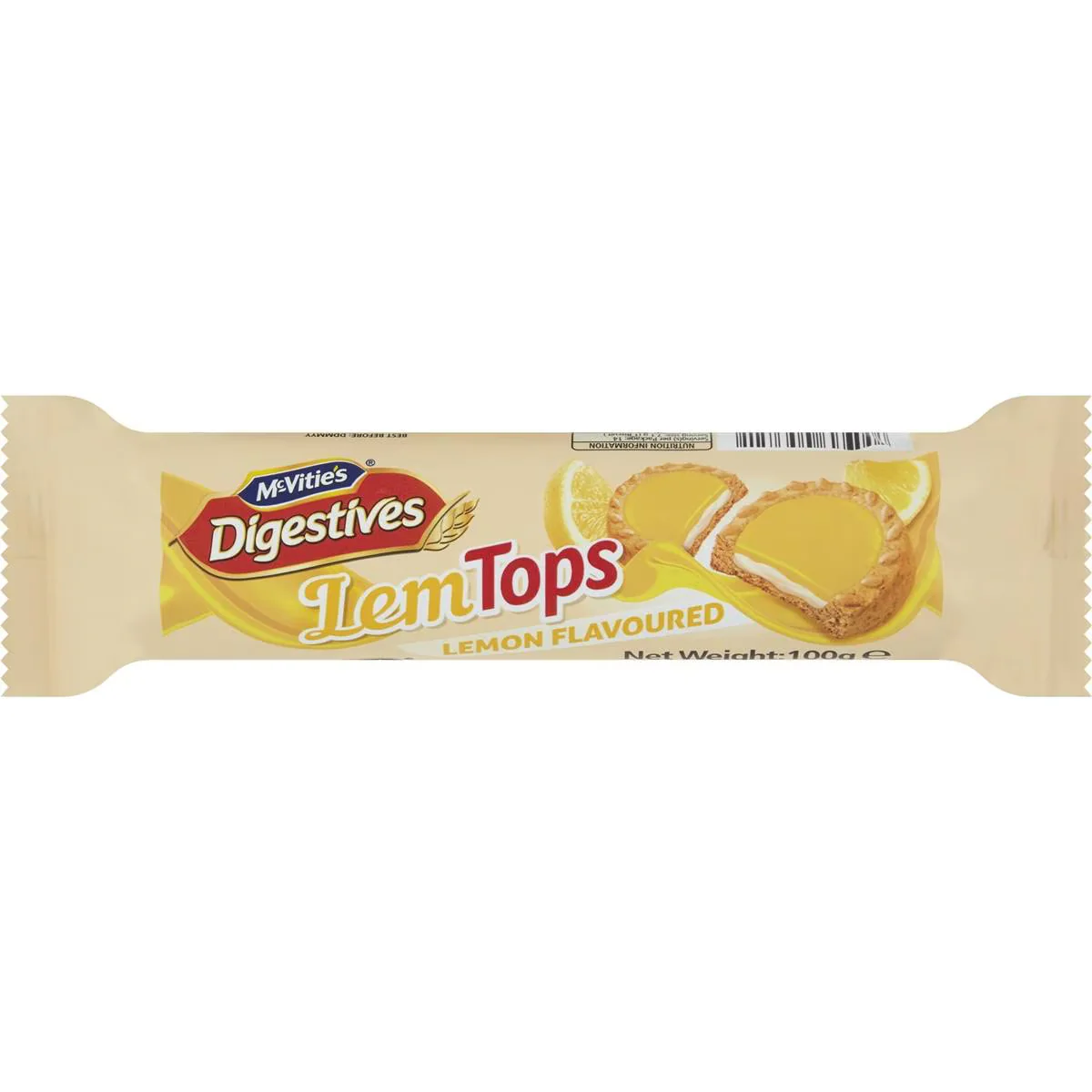 แมคไวตีส์ ไดเจสทีฟ เลมท็อปส์ เลมอนเฟลเวอร์ 100 g. McVities Digestives Lemon Flavour (05-8576)