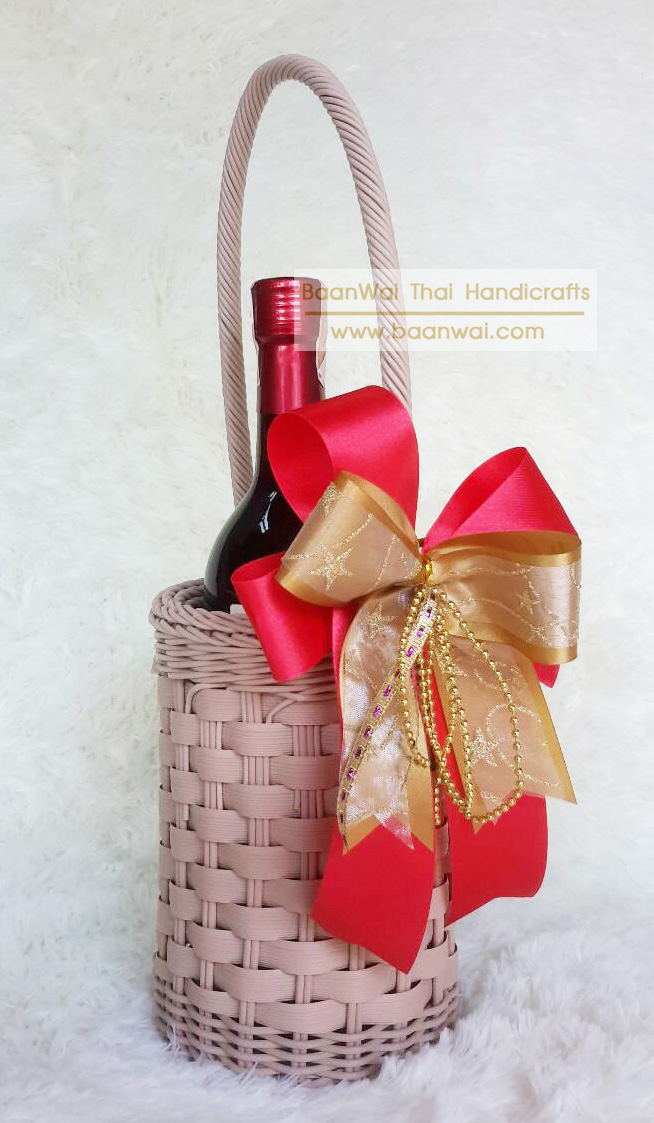 ตะกร้าใส่ขวดไวน์ หวายเทียม