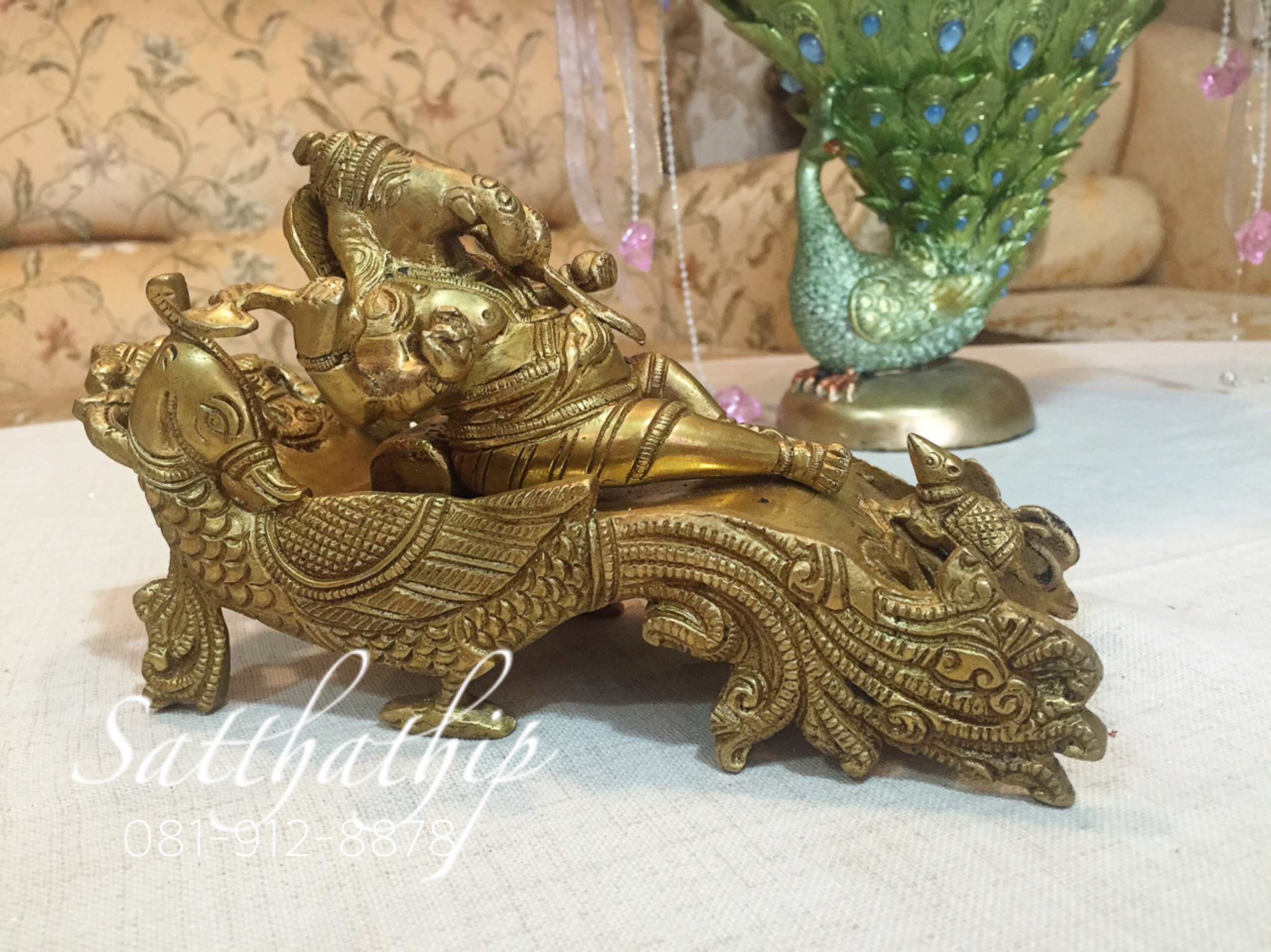 พระพิฆเนศ ปางเสวยสุข (ทองเหลือง) ผลิตและนำเข้าจากอินเดีย - Ganesha: Lord of Success