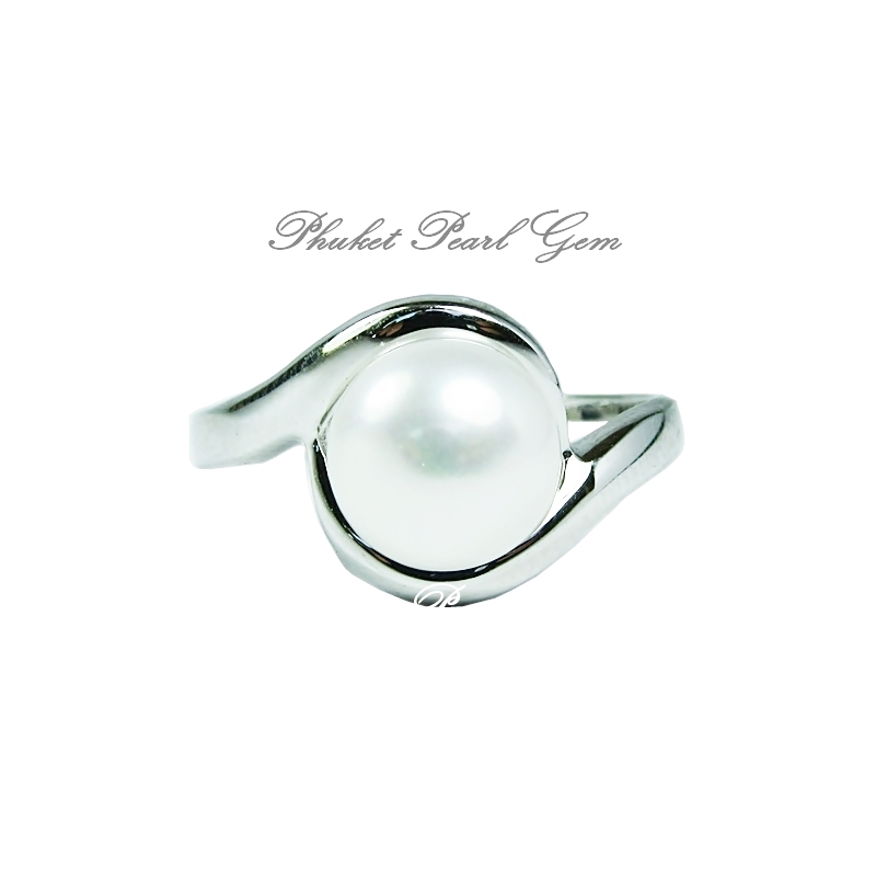 Simple Silver Pearl Ring
