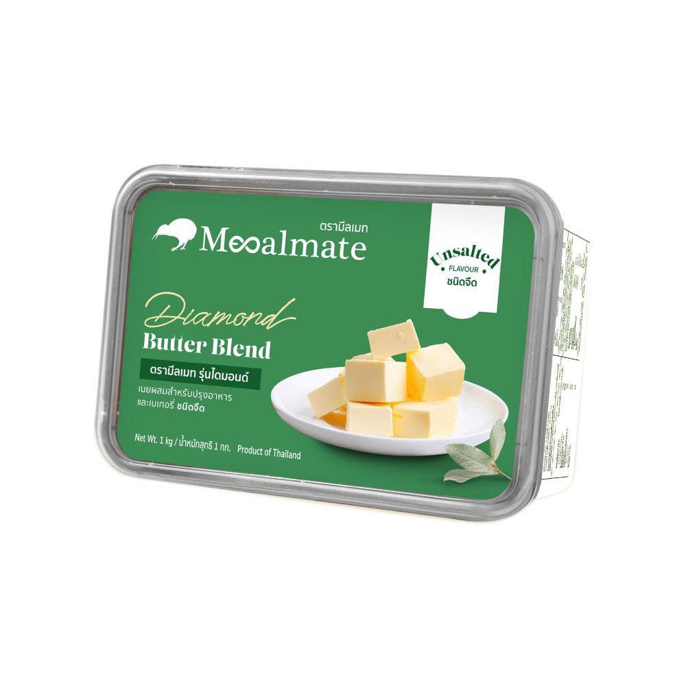 เนยสด Mealmate Diamond Butter Blend Unsalted 1 Kg. มีลเมท ชนิดจืด ขนาด 1กก.(02-6539)(สินค้าแช่เย็น)