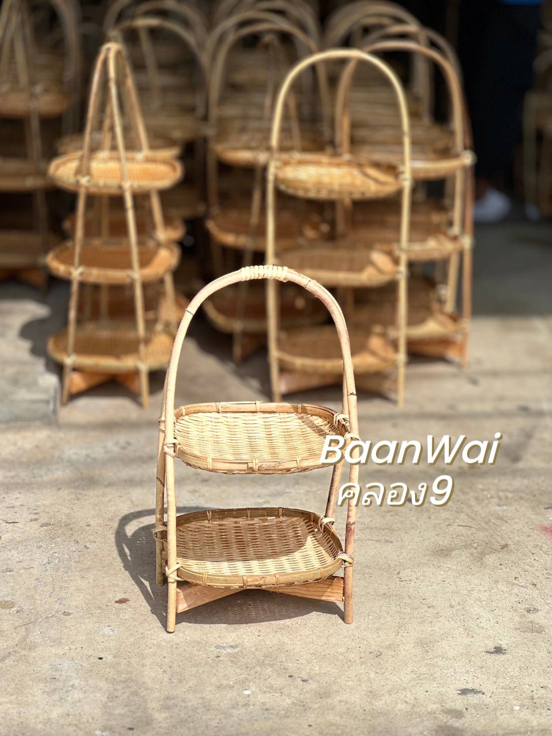 ชั้นวางไม้ไผ่ ทรงเหลี่ยม ขนาด 10 นิ้ว