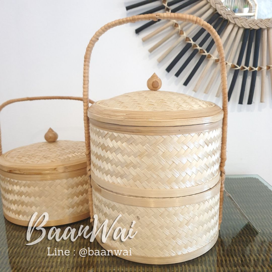 ปิ่นโตไม้ไผ่ สานละเอียด