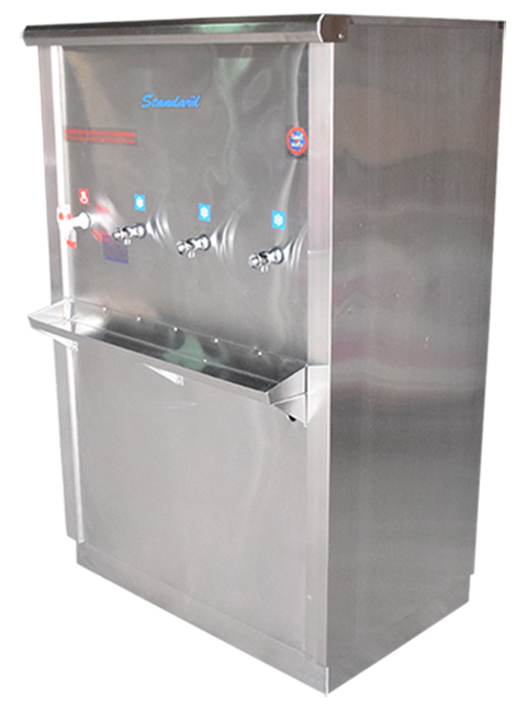 ตู้ทำน้ำเย็น น้ำร้อนสแตนเลส 4 ก๊อก ชนิดต่อท่อประปา Standard รุ่น Rc4 HC