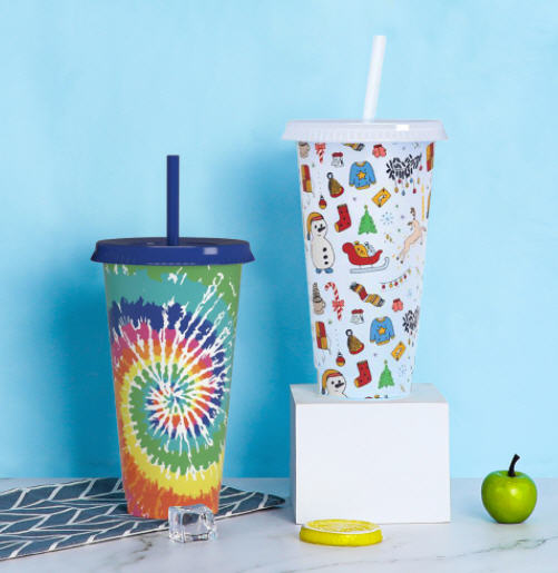 แก้วเปลี่ยนสี,แก้วพลาสติก,แก้วพร้อมหลอด,ขั้นต่ำ1,000ชิ้น